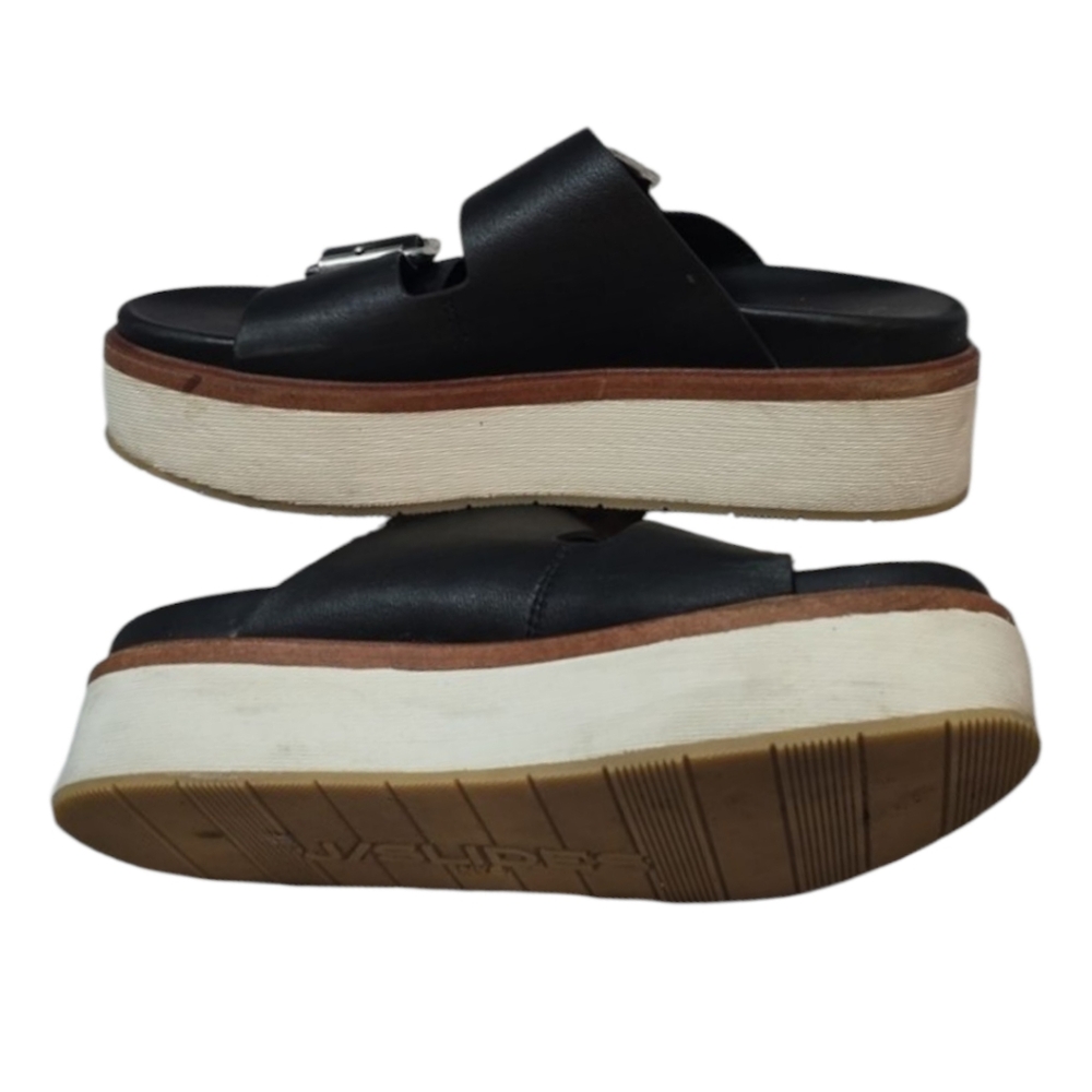 J Slides Black Platform Sandals with Buckle Detail Size 8 - Picture 6 of 7